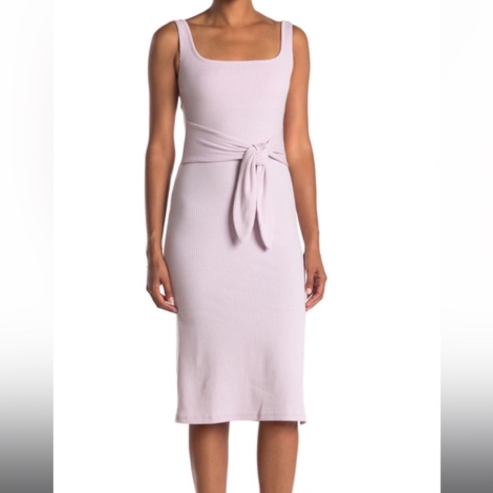 Ribbed Midi Tie Front Dress